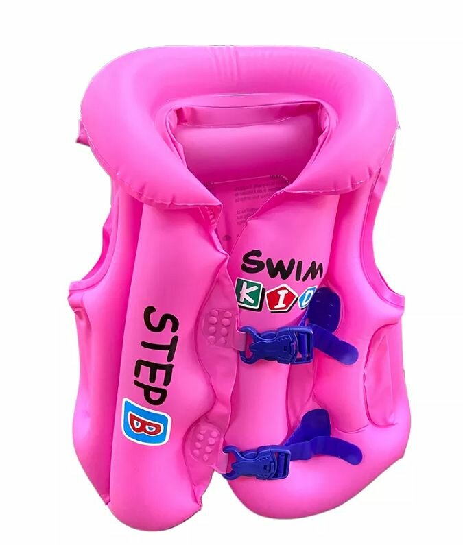Жилет для плавания надувной детский, розовый, размер C от 1 до 3 лет