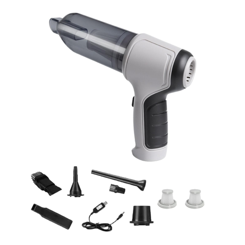 Автомобильный пылесос портативный ручной 2 в 1 серый 1029₽