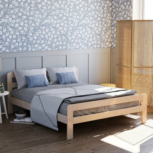 Кровать двуспальная деревянная из массива березы 160х200 см белая 14365₽