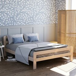 Кровать двуспальная деревянная из массива березы 160х200 см белая