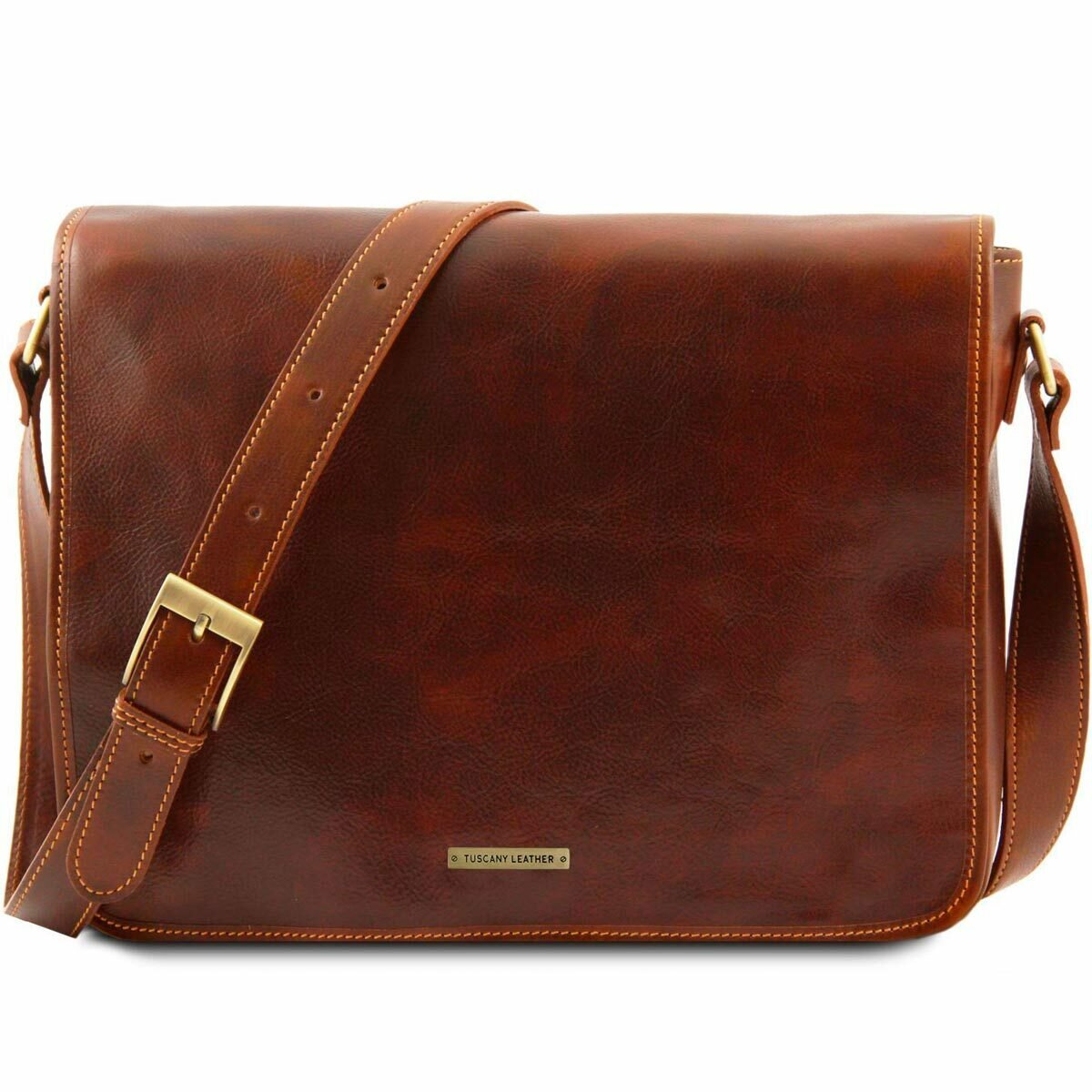 фото Кожаная сумка мессенджер MESSENGER DOUBLE, Италия, Tuscany Leather, цвет коричневый