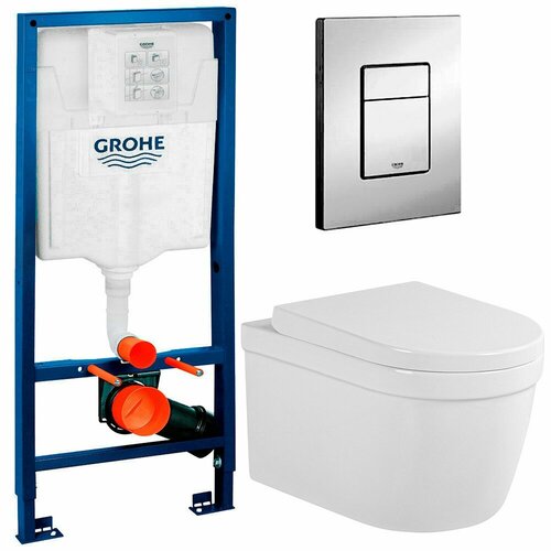 Инсталляция Grohe 38772001 + унитаз Bloomix Rapid SL1233R/UF02 безободковый с сиденьем комплект инсталляции grohe rapid sl 38772001 унитаз подвесной ardente belbagno с сиденьем