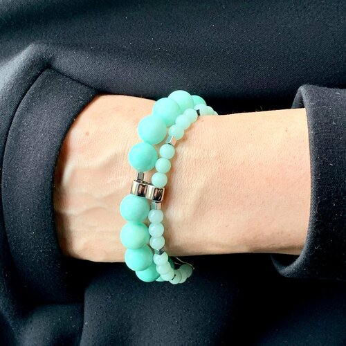 Браслет, металл, амазонит, 1 шт., размер 18 см, размер L, бирюзовый