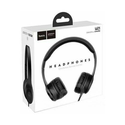 Стереонаушники полноразмерные Hoco W21 Graceful Charm с микрофоном 12м чёрный 995₽