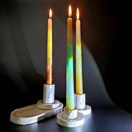 Комплект подсвечников на подставке Белый лебедь из гипса 1238₽