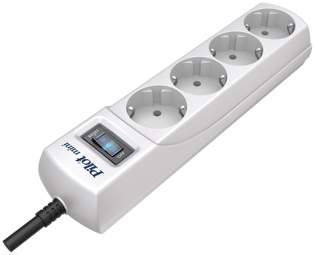 Сетевой фильтр Pilot mini 5м (4 розетки) белый (коробка) — фото 1