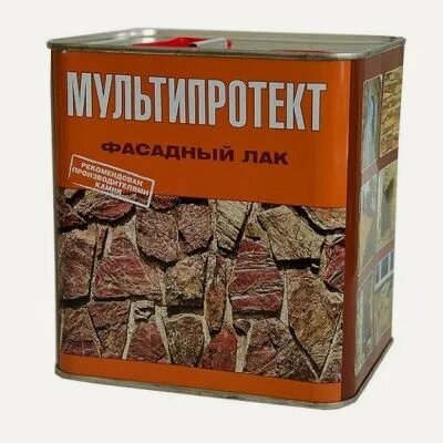 Изображение товара Лак Фасадный мультипротект для защиты природного, искусственного камня, облицовочного кирпича от атмосферных воздействий глянцевый 2,4л