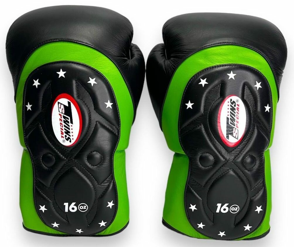 Тайские боксёрские перчатки Twins Special BGVL6 MK green black 16 унций