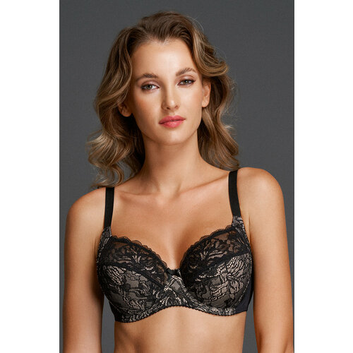 фото Бюстгальтер milavitsa classic elegant, размер 95c, бежевый/черный