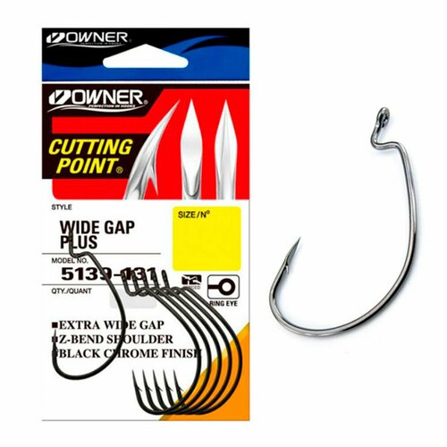 Крючки рыболовные офсетные Owner 5139 № 7/0 (3шт) Wide Gap Plus