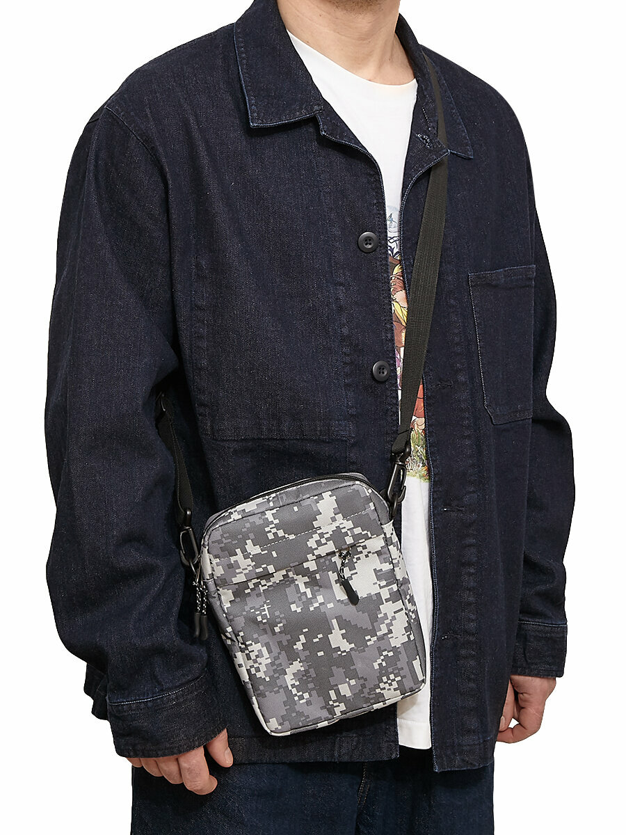 Сумка барсетка FORTE, фактура гладкая, серый — фото 1