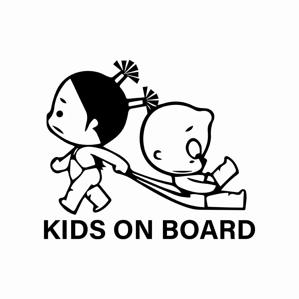 Черная виниловая наклейка "Kids on Board" 19x15 см