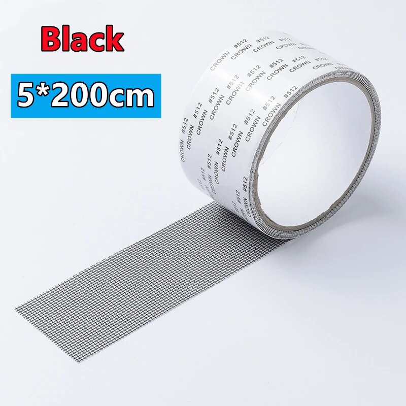 Самоклеящаяся лента для ремонта москитной сетки 5x200 см Black 200X5cm