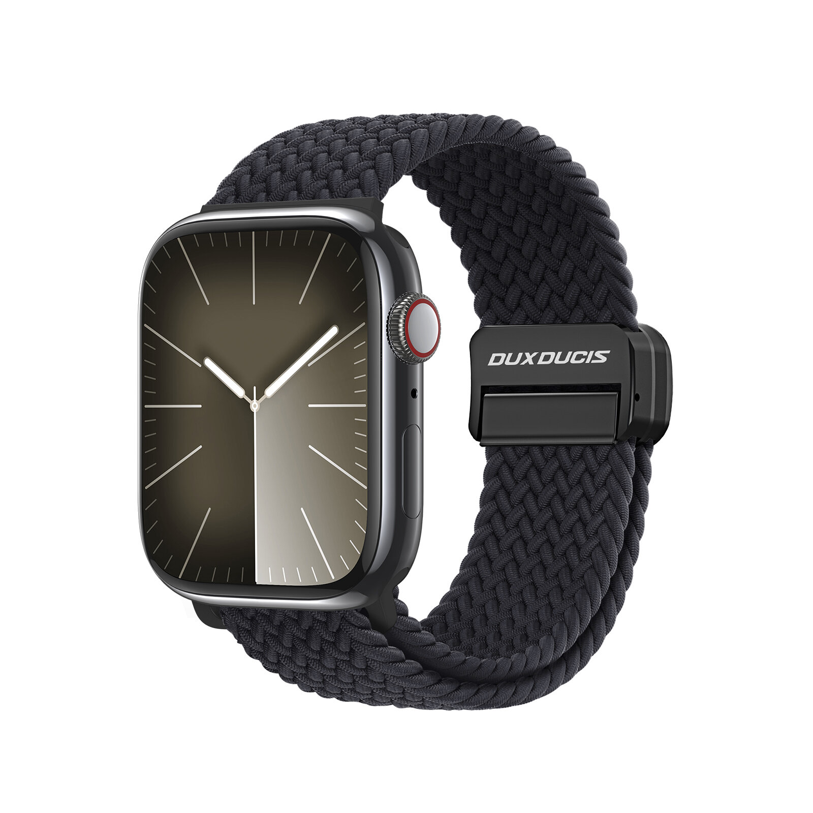 Эластичный ремешок черного цвета (Midnight) от Dux Ducis для смарт часов Apple Watch размером 42, 44, 45, 46, 49MM, серия Strap (Mixture Pro Series)