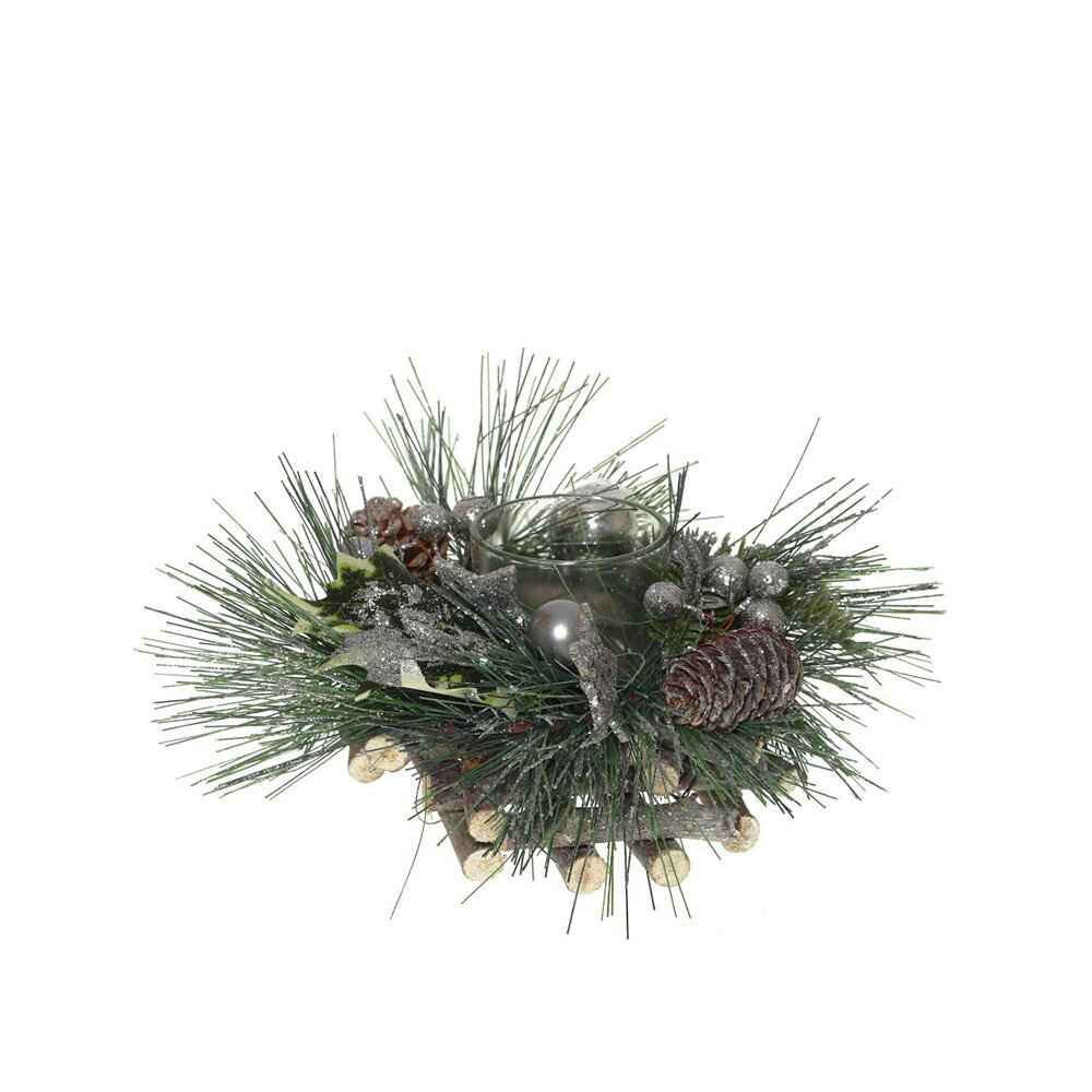 Подсвечник Еловый венок h. 8 см Зеленый 741994