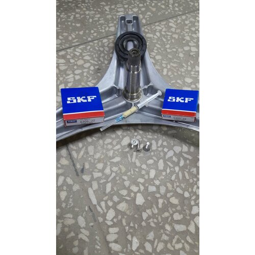 Ремкомплект бака LG 8 кг. Крестовина барабана 4434ER1008AБолт крепления крестовины 3шт под шестигранник нержавеющая сталь. Подшипники SKF 6305-ZZ, 6306-ZZ; сальник 37x76x9.5/12; смазка HIDRA-2 2гр.