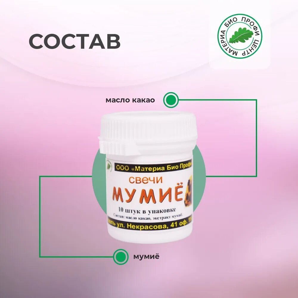 Свечи От Простатита Свечи с Мумие, 1 уп, 10 шт, банка, ООО Материа Био Профи Центр
