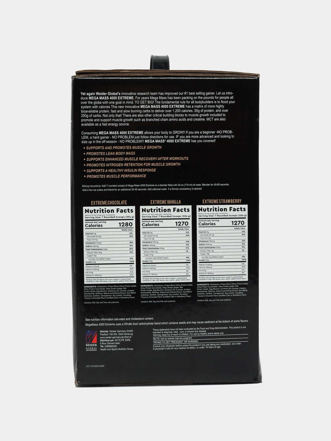 Geyner Mega Mass Weider Gainer, Для набора массы, Шоколад,7 kg — фото 1