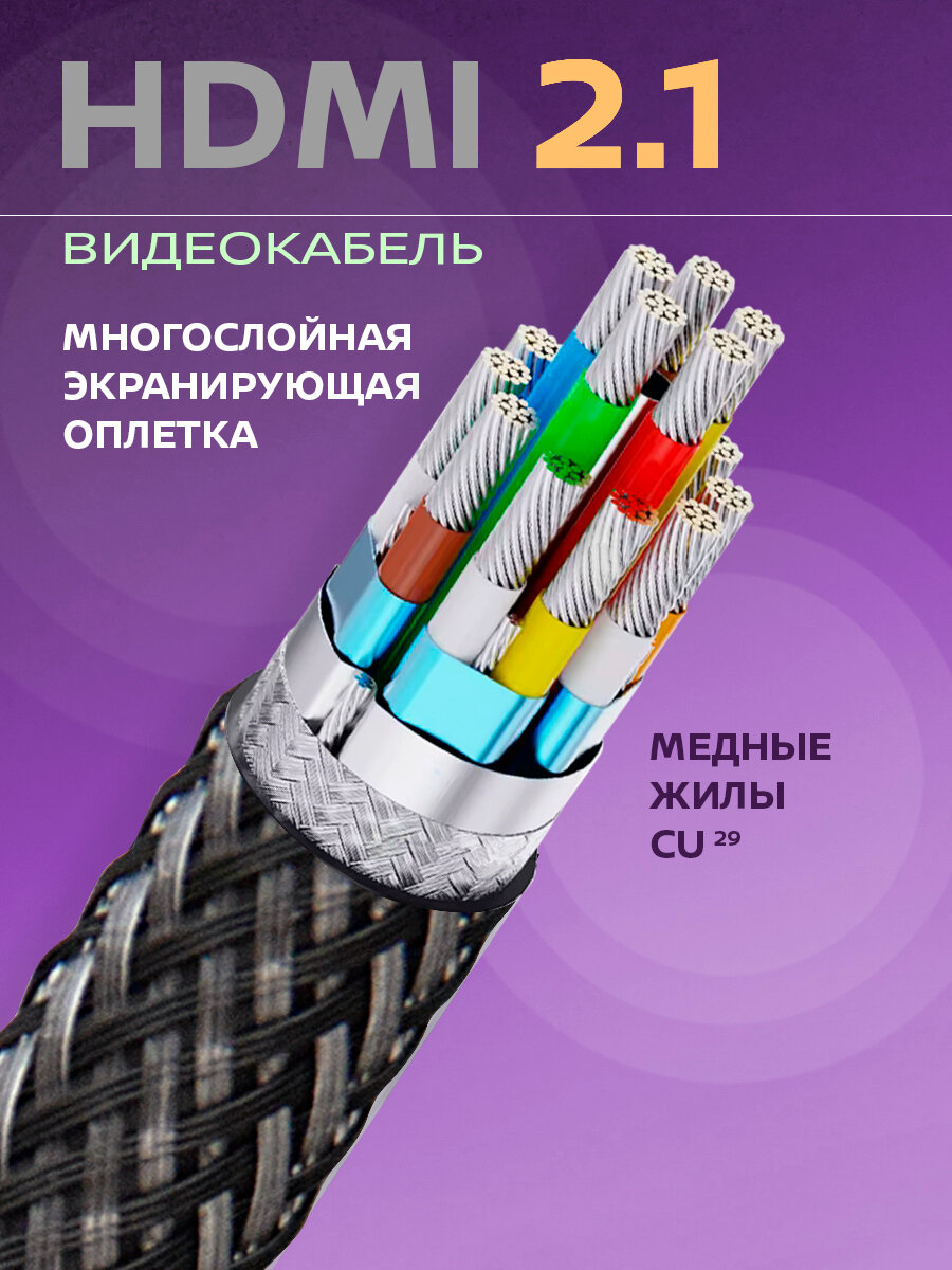 HDMI Кабель 2.1 8k, 4K Belsis, длина 2 метра/ BW1462 — фото 1