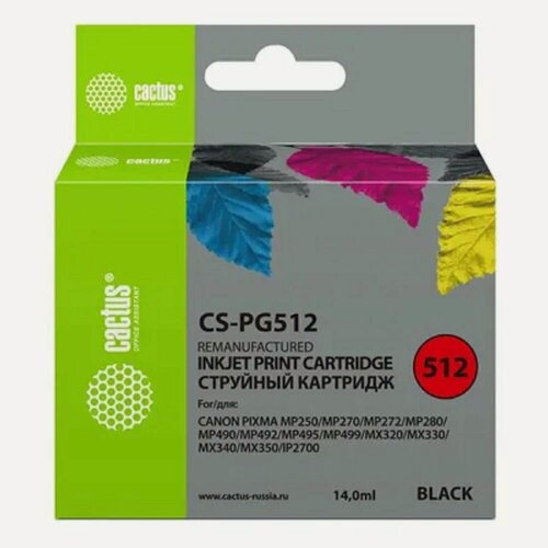Изображение товара Cactus PG - 512 Картридж , черный, 14 мл