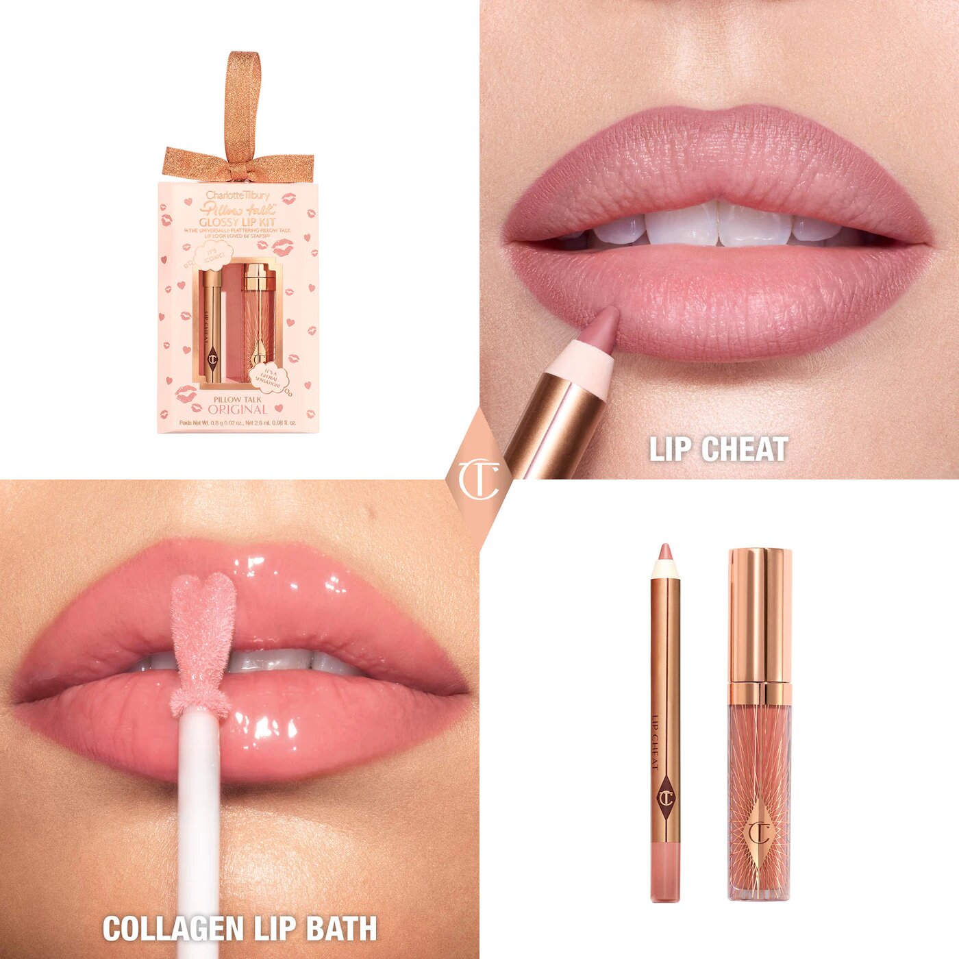 Набор для губ Charlotte Tilbury Mini Pillow Talk Glossy Lip Duo / Pillow Talk Original — фото 1