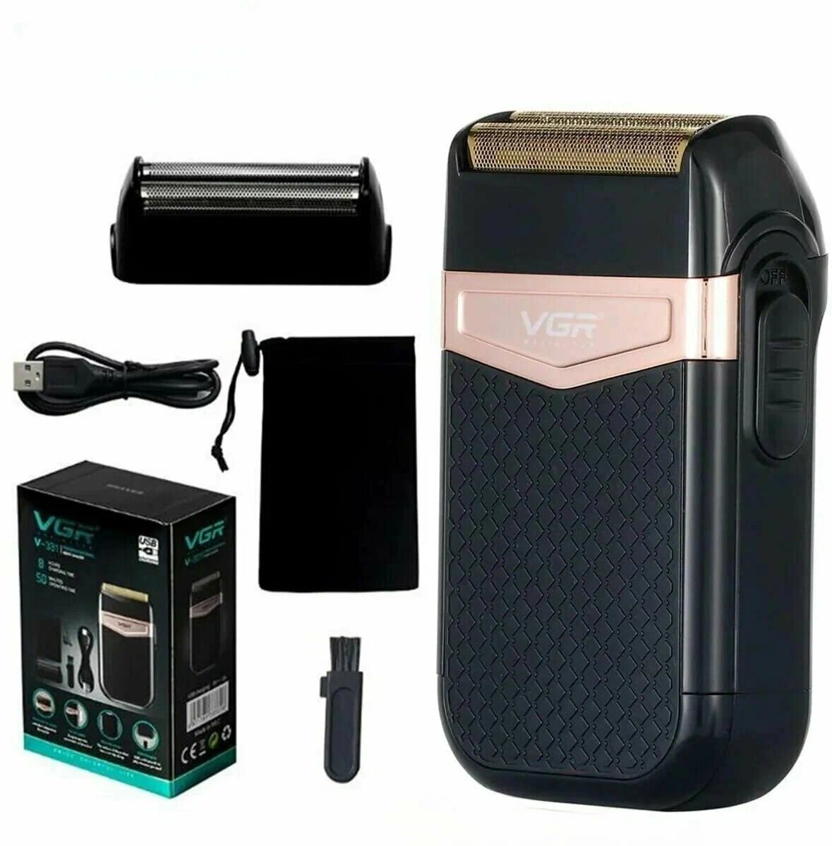 Электробритва VGR V-331, плавающие 3D головки, водонепроницаемая, быстрая зарядка через USB