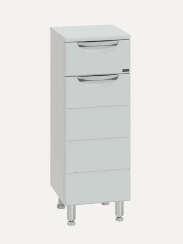 Изображение товара Тумба СаНта Родос напольная, 30 см, белая, глянцевая, из МДФ, с выдвижными ящиками, с дверками, с доводчиками