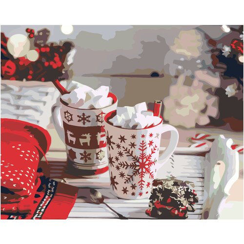 фото Картина раскраска по номерам рождественское какао 40*50 арт-студия unicorn