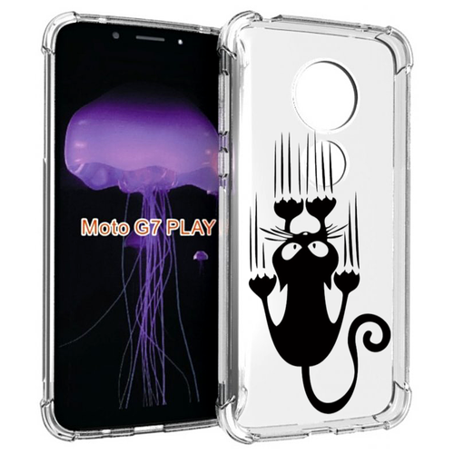 Чехол MyPads Свисающий-кот для Motorola Moto G7 Play задняя-панель-накладка-бампер чехол mypads кот диджей для motorola moto g7 play задняя панель накладка бампер