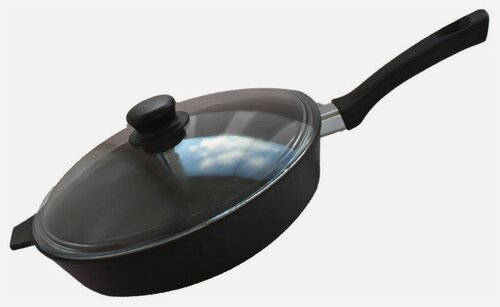 Изображение товара Сковорода Камская посуда б6062 чугунная 260х60 со стеклянной крышкой