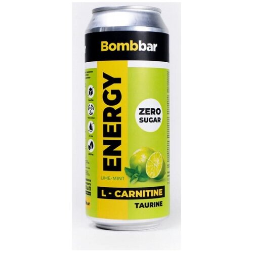 BOMBBAR Энергетический напиток - Лайм-мята (500 мл) bombbar энергетический напиток без сахара с л карнитином energy упаковка 12шт по 500мл клубника земляника