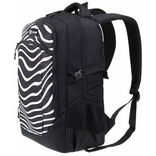 фото Школьный рюкзак torber class x t9355-22-zeb, черно-серый с принтом "зебра", полиэстер 900d, 46 x 32 x 18 см, 21 л