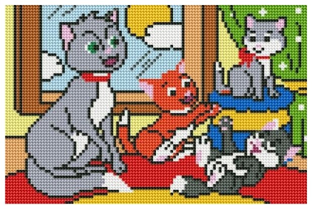 Рыжий кот набор алмазной мозаики Кошка с котятами (AC22082) 22х32 см