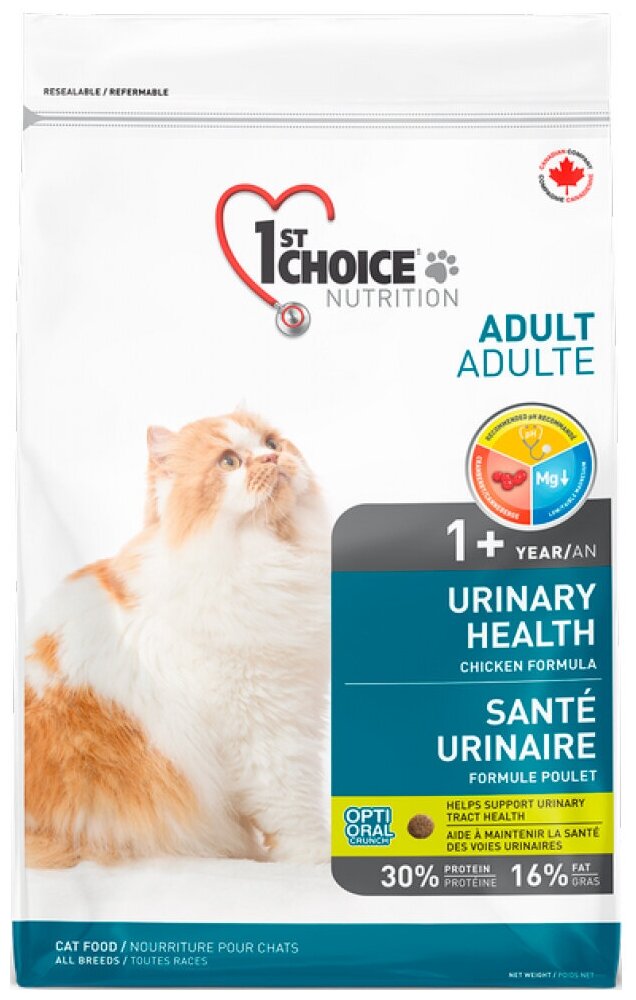 Корм 1st Choice Urinary Health для кошек, профилактика МКБ, с курицей, 340 г