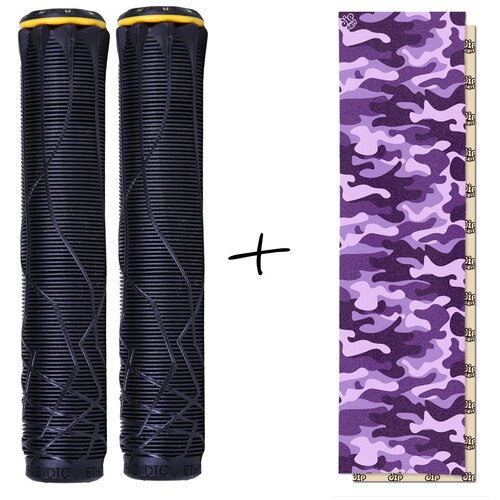 фото Набор для самоката purple camo шкурка + грипсы ethic, черный