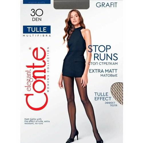 Колготки  Conte CONTE_TULLE, 30 den, матовые, с ластовицей, размер 3, серый