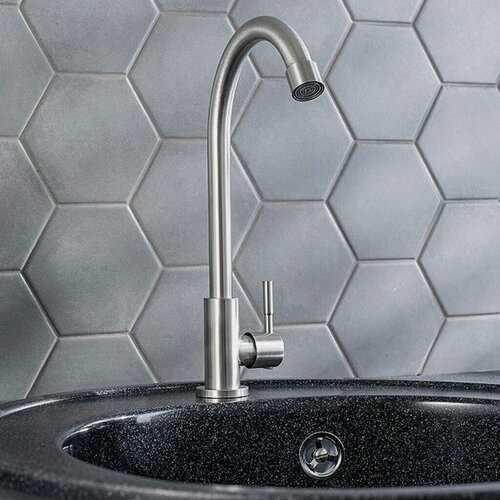 Изображение товара Смеситель для кухни, РМС, для одного типа воды, нержавеющая сталь, SUS124-269F