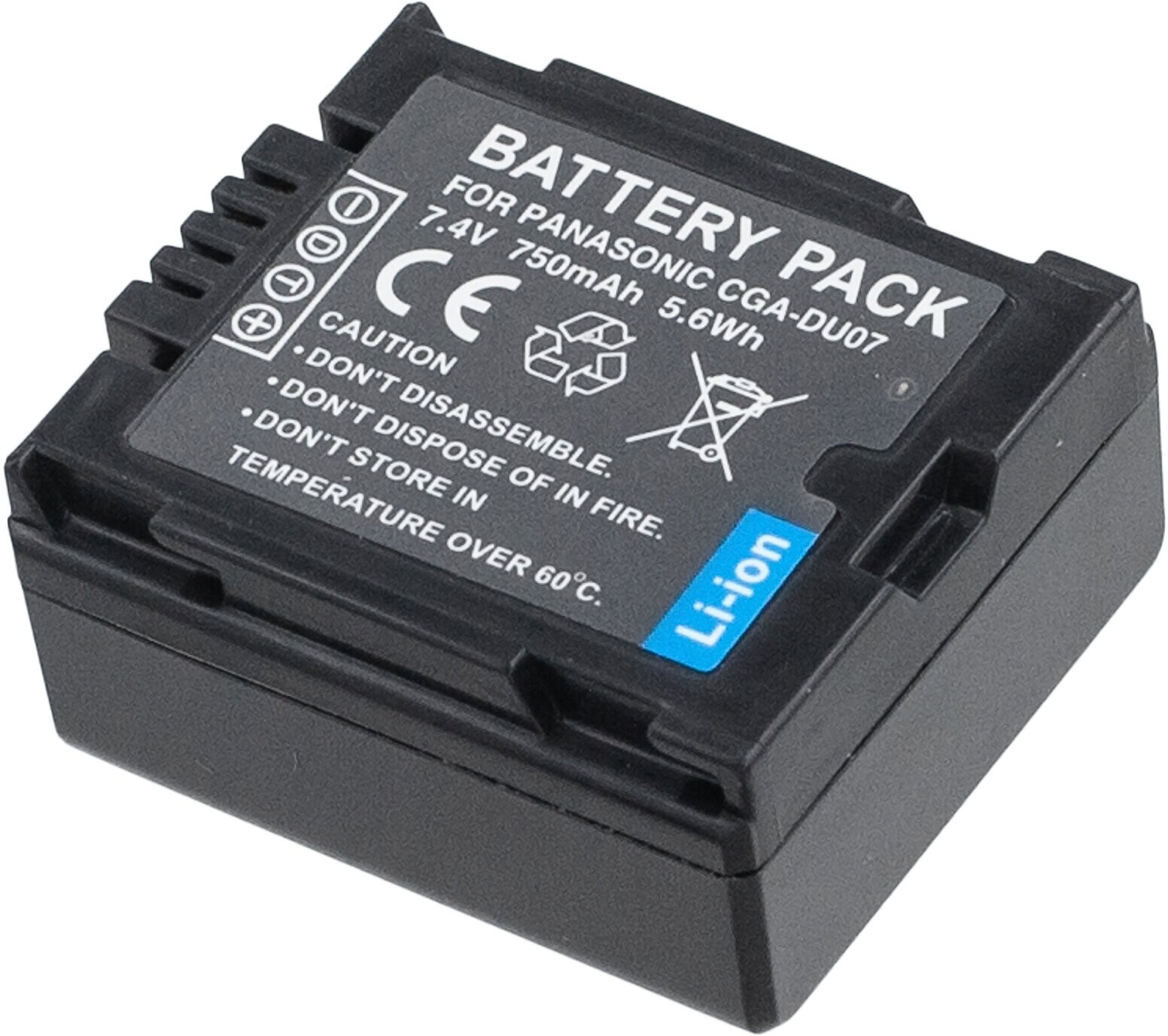 Аккумулятор CGA-DU07 для Panasonic SDR-H280 | NV-GS500 | NV-GS27 | VDR-D160 | NV-GS35 | NV-GS400 - 750mah — фото 1