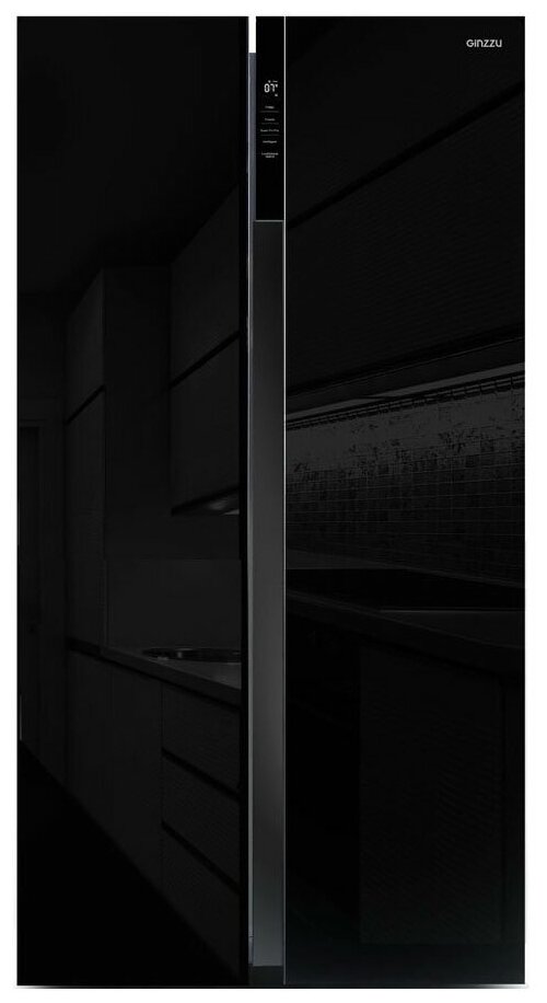 Холодильник Side by Side Ginzzu NFI-5212 черное стекло