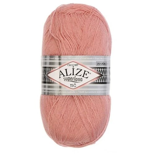 Пряжа Alize Superlana tig, 25 % шерсть, 75 % акрил, 100 г, 570 м, 5 шт., 004