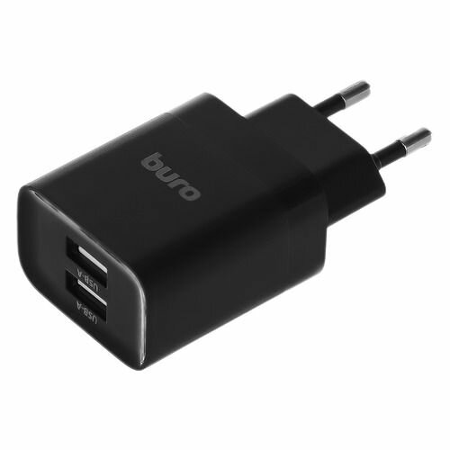 Сетевое зарядное устройство Buro BUWE1, 2xUSB, 10.5Вт, 2.1A, черный [buwe10s200bk]