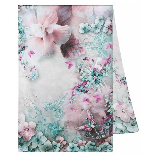 Шелковый шарф Павловопосадские платки 10797 11, розовый, 65 х 200 см