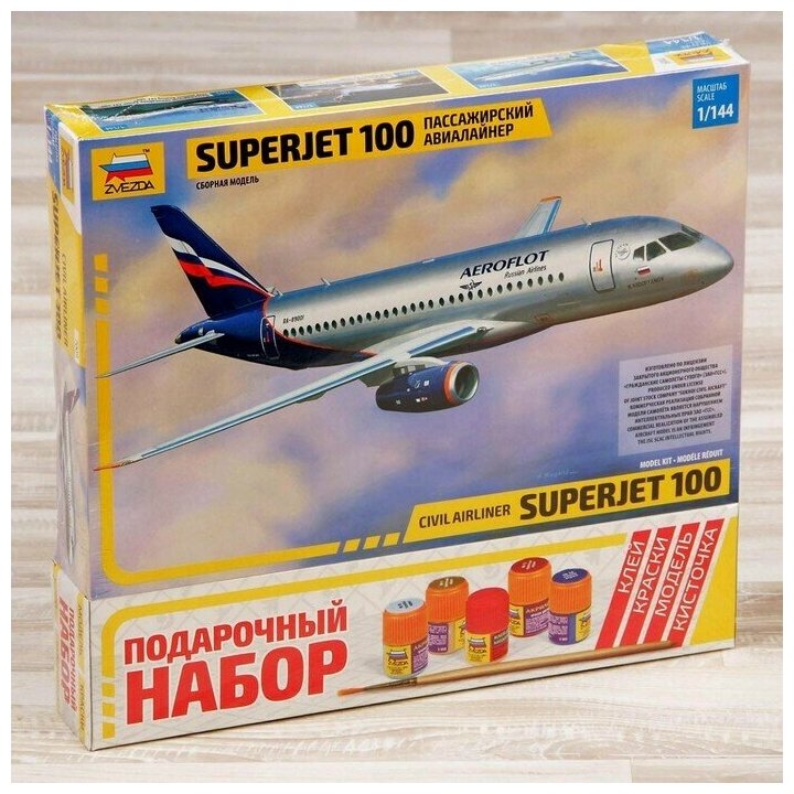 ZVEZDA Сборная модель Региональный пассажирский авиалайнер Superjet 100 - фото №13