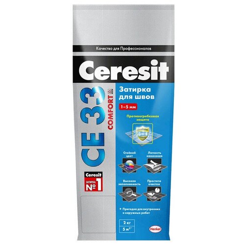 Затирка для швов 1-5 мм Ceresit СЕ 33 Comfort 2 кг (цвет: Багамы) затирка 13 се 33 антрацит 2 кг 1 12 ceresit