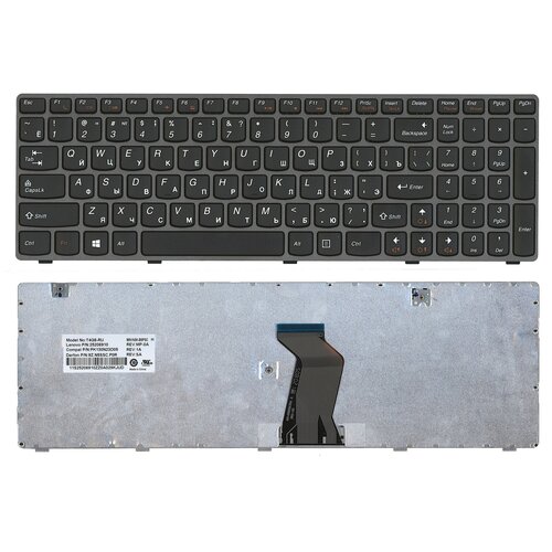 Клавиатура для ноутбука Lenovo IdeaPad V580 черная с серой рамкой 146000₽