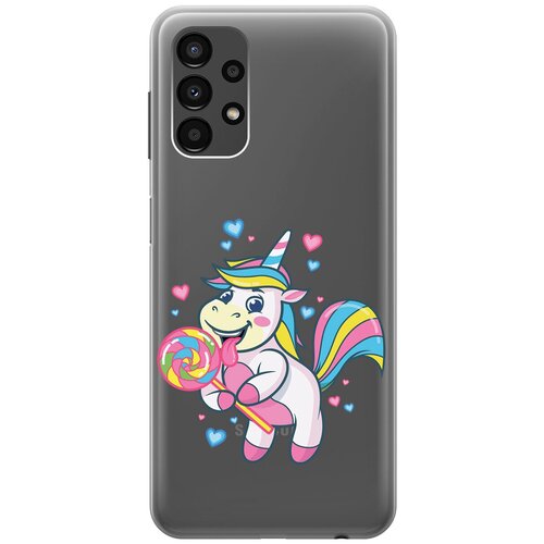 Силиконовый чехол с принтом Unicorn and candy для Samsung Galaxy A13 4G / Самсунг А13 4Г силиконовый чехол с принтом musical unicorn для samsung galaxy a13 5g самсунг а13