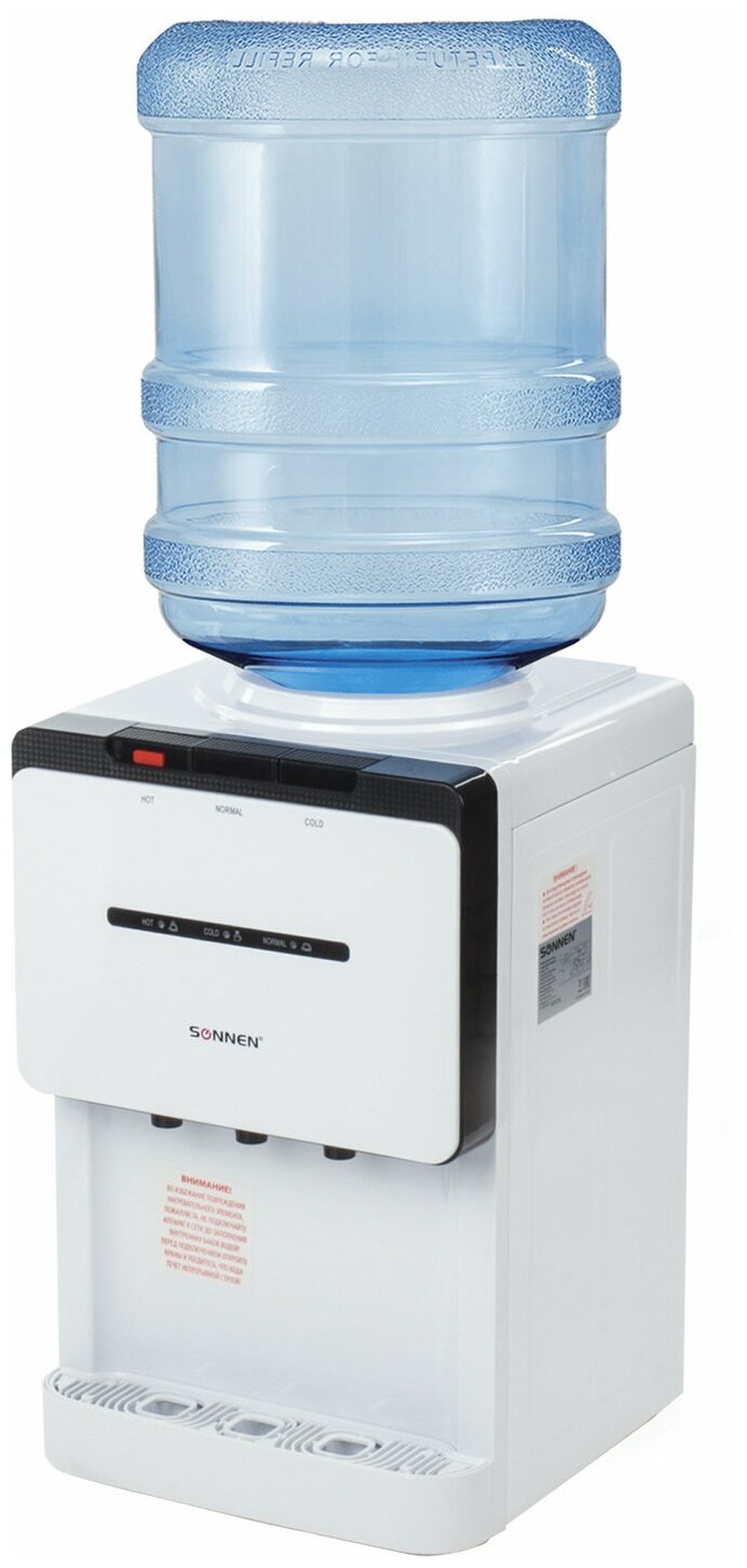 Кулер для воды SONNEN TSE-02, настольный, электронное охлаждение/нагрев, 3 крана, белый/черный, 453976 - фото №12