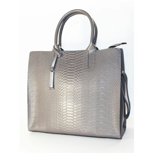 Сумка шоппер Finsa, фактура под рептилию, серый..