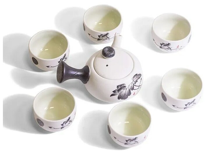 фото Набор для чайной церемонии в японском стиле с чайником Кю су "Лотос" - 150 мл.