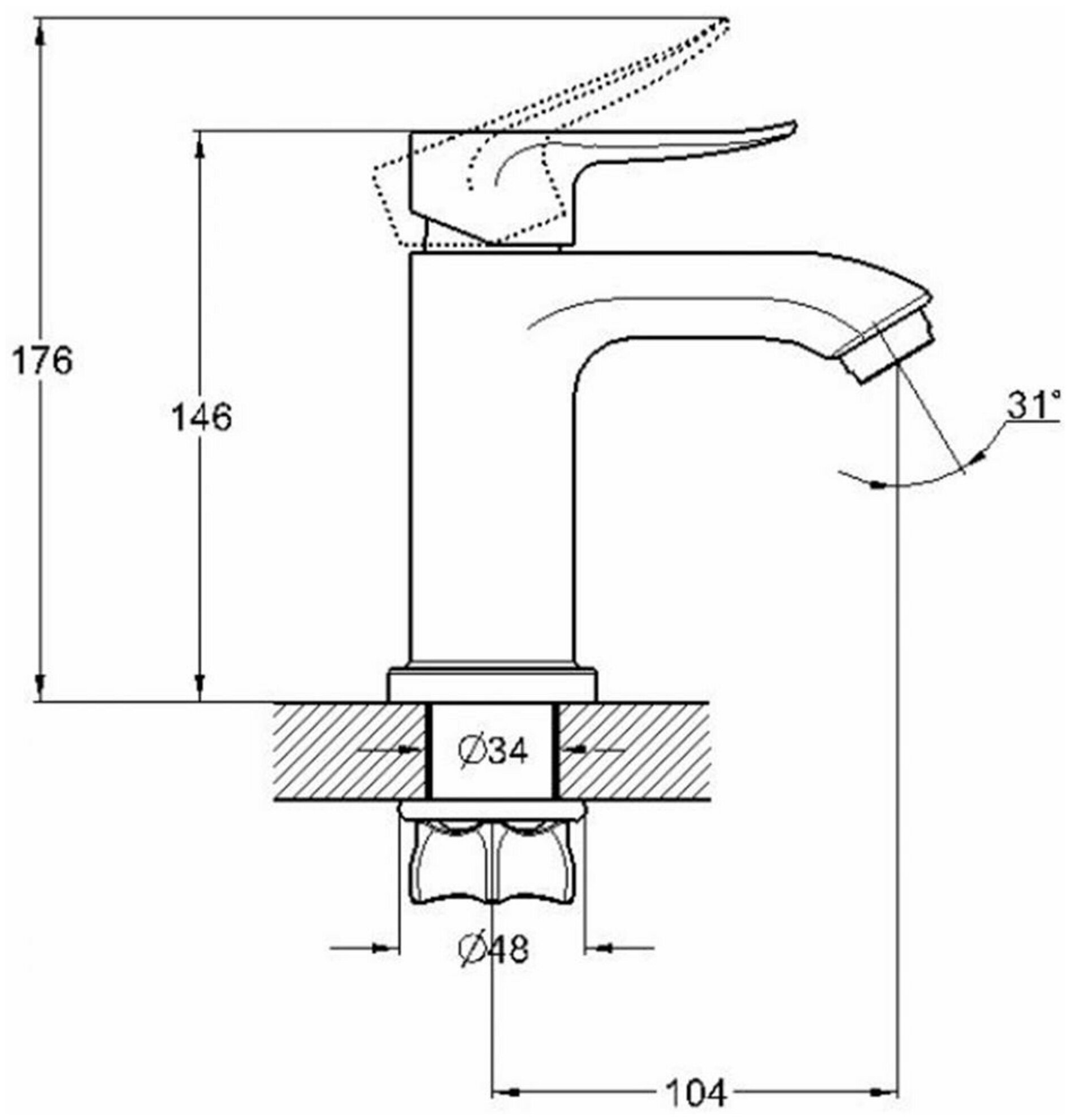 Заказ Смеситель д/умывальника, 1-руч, к35, шпилька, G-Lauf (Китай), арт GOB1-A134